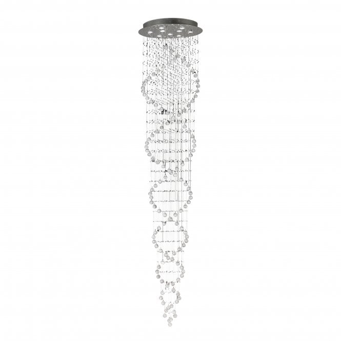 Diyas Diyas IL31377 Colorado Pendant Tall Corkscrew 9 Light 2000mm - Polished Chrome/Crystal