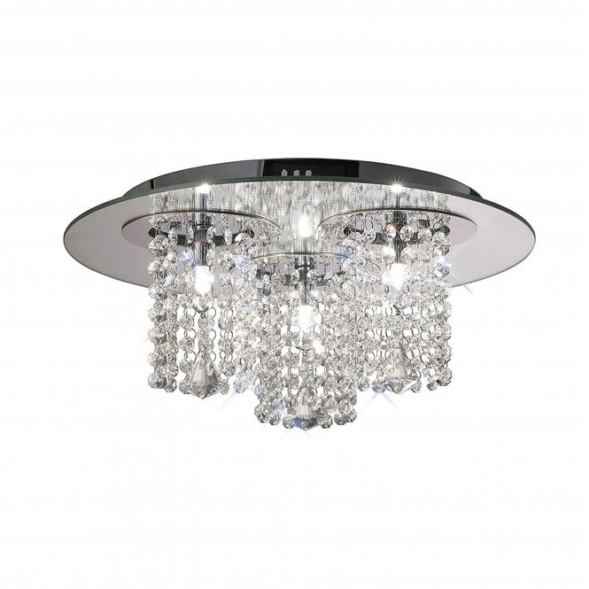 Diyas Diyas IL31465 Pegasus Ceiling 3 Light Polished Chrome/Mirror/Crystal