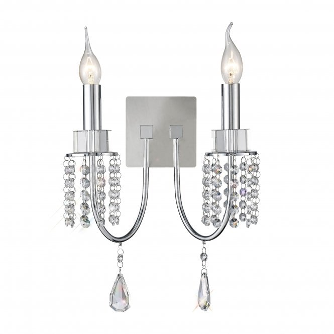 Diyas Diyas IL31541 Emily Wall Light Switched 2 Light Polished Chrome/Crystal