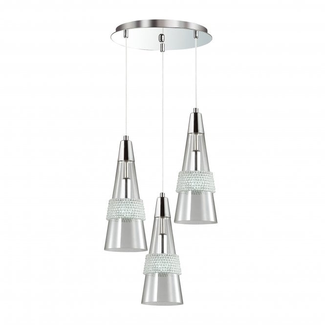 Diyas Diyas IL31607 Emilia Pendant 3 Light E14 Round Polished Chrome/Crystal