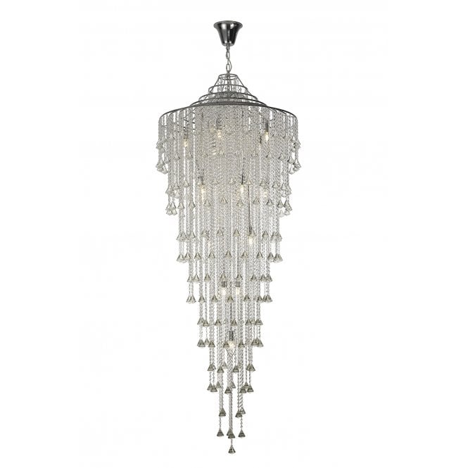 Diyas Diyas Inina Tall 15 Light Pendant - Polished Chrome & Crystal