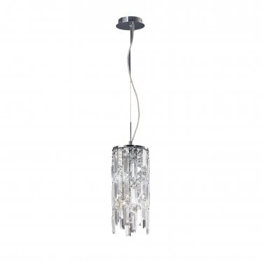 Maddison 2 Light Cylinder Pendant - Polished Chrome & Crystal