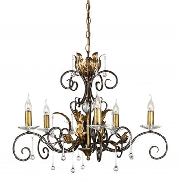 Amarilli 5 Light Chandelier - Bronze & Gold