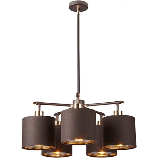 Elstead Lighting Elstead Lighting Balance 5 Light Chandelier - Brown & Polished Brass