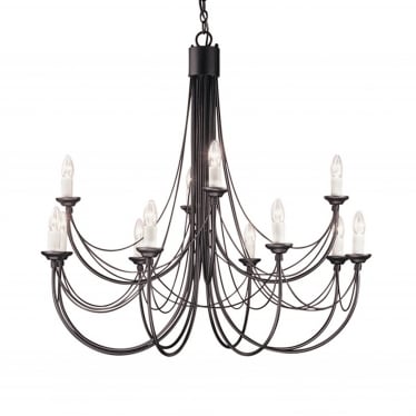 Carisbrooke 12 Light Chandelier - Black