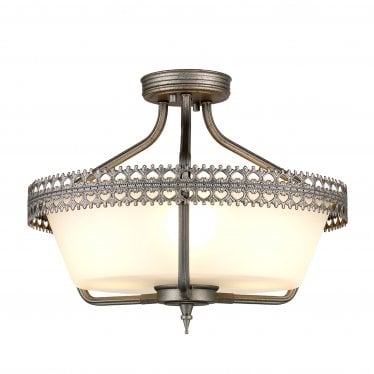 Crown 3 Light Semi-Flush/Pendant - Iron Gate