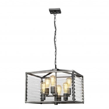 Louvre 6 Light Pendant - Painted Gunmetal