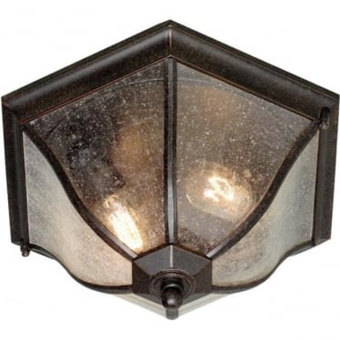 New England 2 Light Medium Flush Lantern - Weathered Bronze