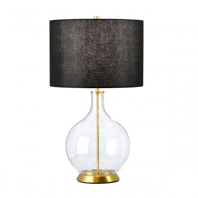 Elstead Lighting Elstead Lighting Orb Single Table Lamp - Aged Brass & Black Shade