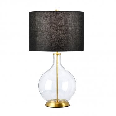 Orb Single Table Lamp - Aged Brass & Black Shade