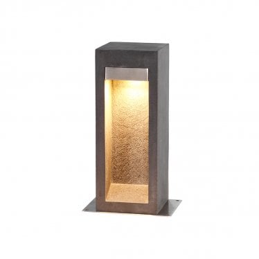 Parkstone LED Bollard 400mm - Basalt Stone & Stainless Steel