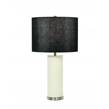 Ripple 1 Light Table Lamp - White with Black Shade