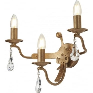 Windsor 3 Light Wall Light - Gold Patina