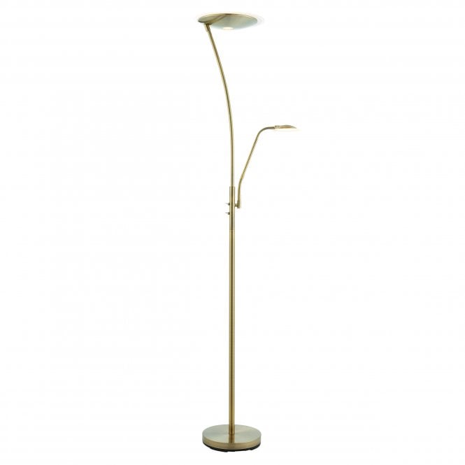 Endon Lighting Endon Lighting Alassio Single Light Floor Lamp - Antique Brass Plate & Frosted Plastic