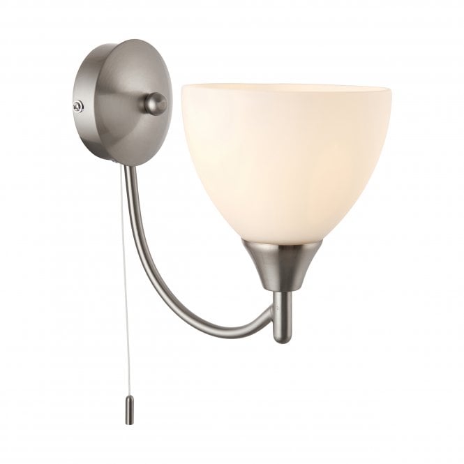 Endon Lighting Endon Lighting Alton Single Light Wall Light - Satin Chrome Plate & Matt Opal Glass