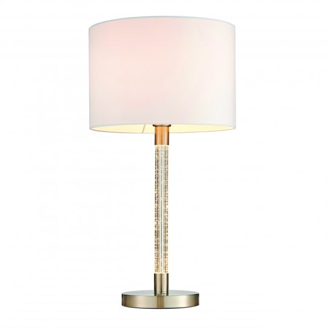 Endon Lighting Endon Lighting Andromeda Single Light Table Lamp - Satin Chrome Plate & Vintage White Fabric