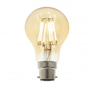 B22 LED 6W GLS Bulb - 2500K - Dimmable - Amber Glass