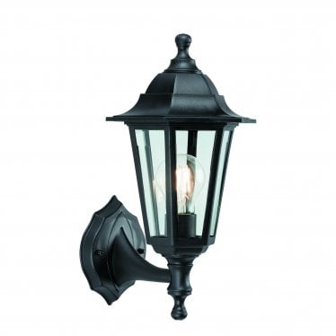 Bayswater Single Light Wall Light - Black Polypropylene & Clear Glass