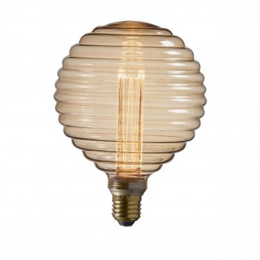 Beehive Single E27 LED 2.5W Bulb - 1800K - Non-Dimmable - Amber Glass