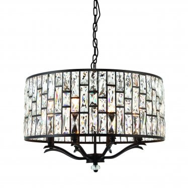 Belle 8 Light Pendant - Dark Bronze & Clear Crystal Glass