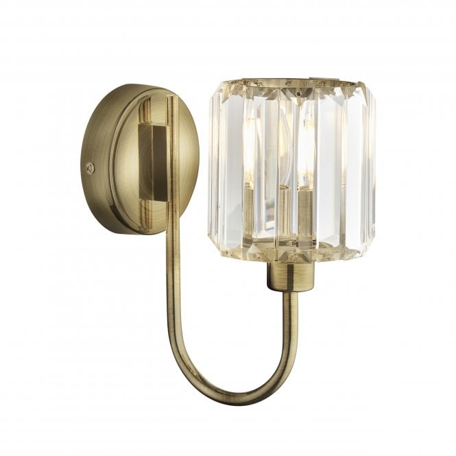 Endon Lighting Endon Lighting Berenice Single Wall Light - Antique Brass Plate & Clear Glass