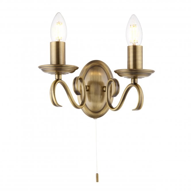 Endon Lighting Endon Lighting Bernice 2 Light Wall Light - Antique Brass Plate