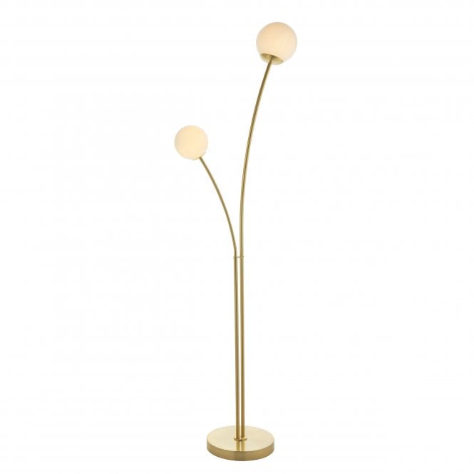 Endon Lighting Endon Lighting Bloom 2 Light Floor Lamp - Satin Brass Plate & Opal Glass