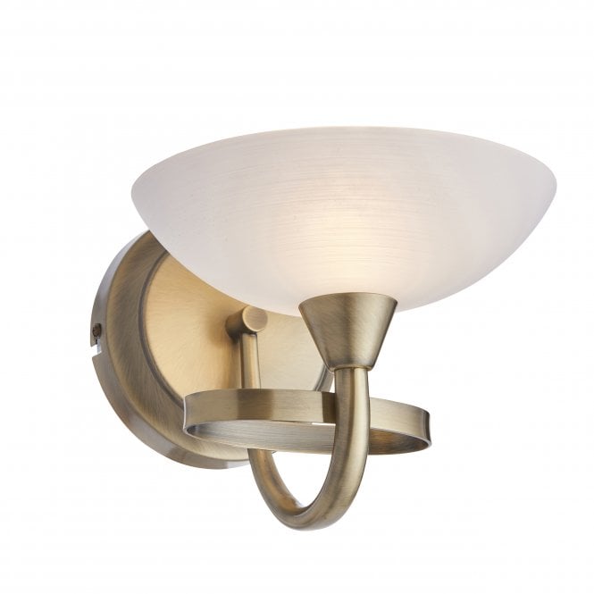 Endon Lighting Endon Lighting Cagney Single Light Wall Light - Antique Brass Plate & White Glass