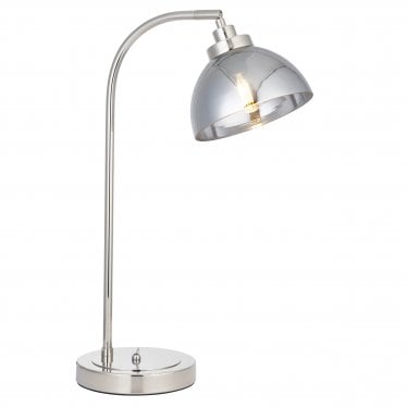 Caspa Task Table Lamp - Bright Nickel & Smoked Mirror Glass