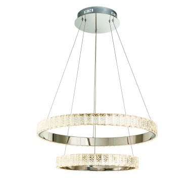 Celeste 2 Light Pendant - Chrome Plate & Clear Crystal