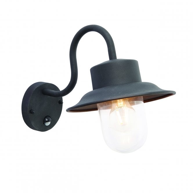 Endon Lighting Endon Lighting Chesham Pir Single Light Wall Light - Textured Black & Clear Glass