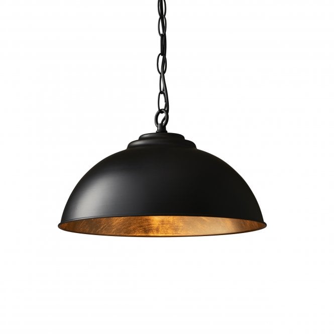 Endon Lighting Endon Lighting Colman Single Light Pendant - Matt Black & Gold Leaf