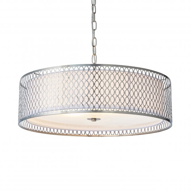 Endon Lighting Endon Lighting Cordero 3 Light Pendant - Satin Nickel Plate & White Fabric