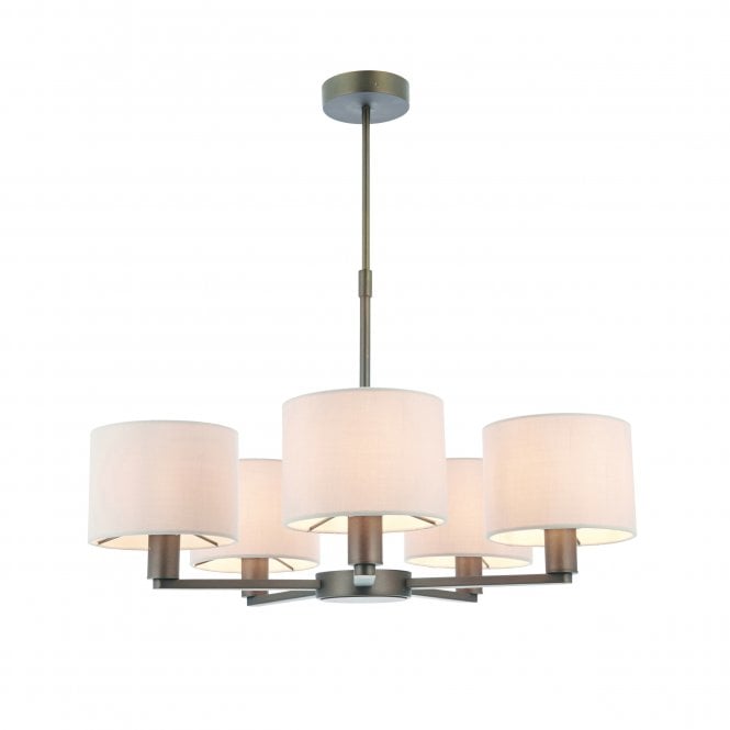 Endon Lighting Endon Lighting Daley 5 Light Arm Pendant - Antique Bronze Plate & Marble Fabric