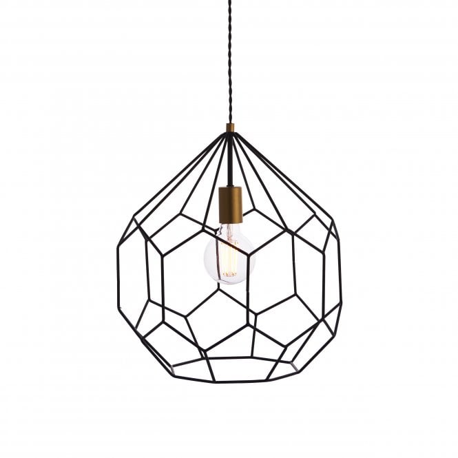 Endon Lighting Endon Lighting Deco Single Light Pendant - Matt Black & Satin Gold Effect Paint