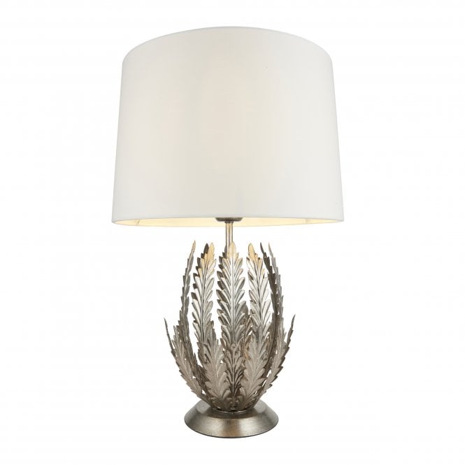 Endon Lighting Endon Lighting Delphine Single Light Table Lamp -  Silver Leaf & Ivory Cotton Fabric