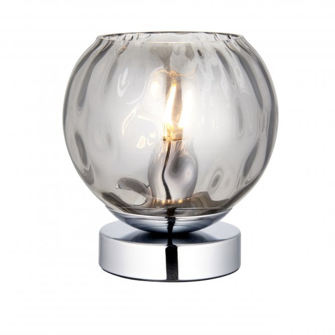 Endon Lighting Endon Lighting Dimple Single Table Lamp - Smoked Glass & Polished Chrome