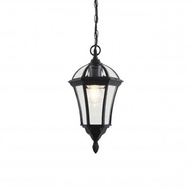 Drayton Single Light Pendant - Textured Black & Clear Glass