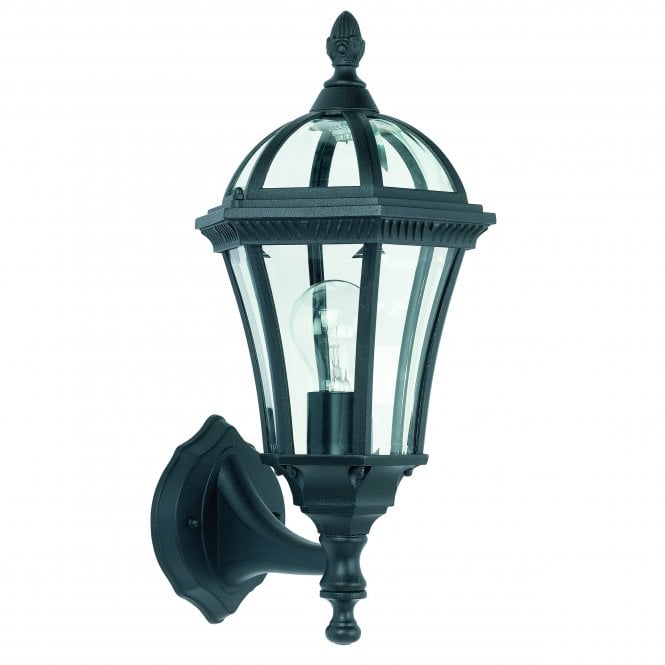 Endon Lighting Endon Lighting Drayton Single Light Wall Up Light - Textured Black & Clear Glass