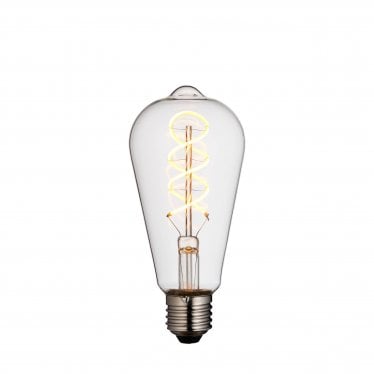 E27 4W LED Twist Pear Filament Bulb - 2200K - Dimmable - Clear Glass