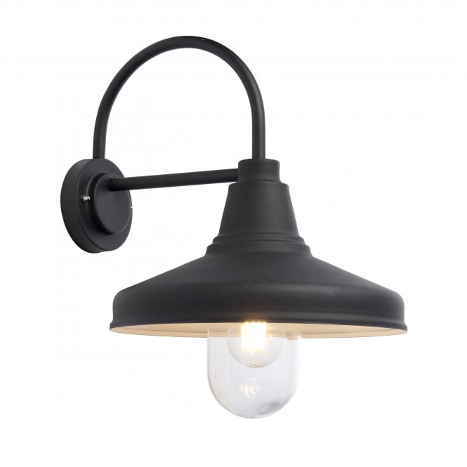 Endon Lighting Endon Lighting Farmhouse Single Light Wall -  Textured Black & Clear Glass