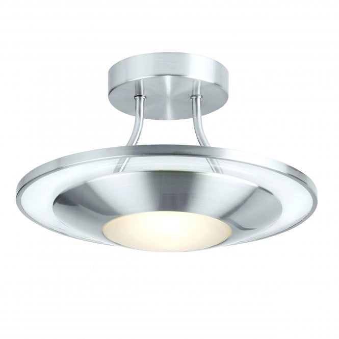 Endon Lighting Endon Lighting Firenz Single Light Flush Fitting - Satin Chrome Plate & Clear/Frosted Glass