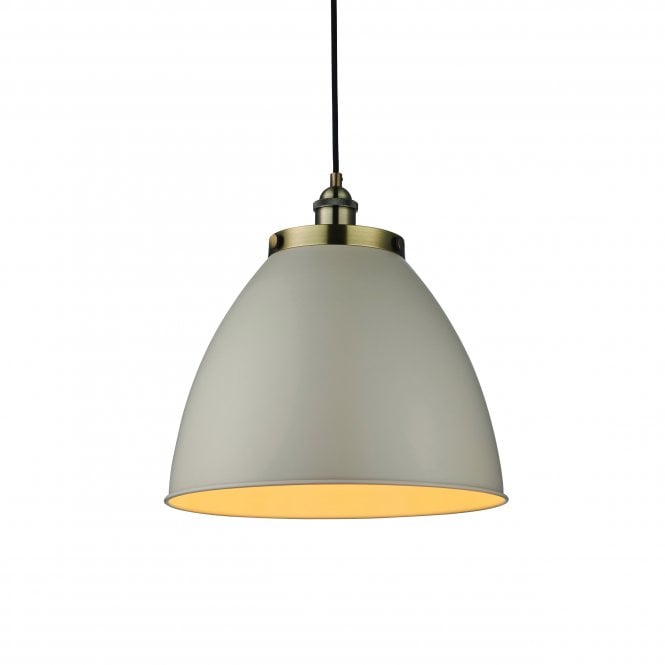 Endon Lighting Endon Lighting Franklin Large Single Light Pendant - Taupe & Antique Brass Plate