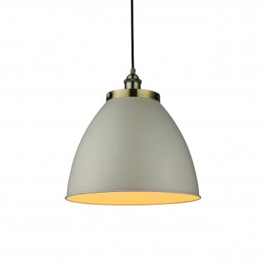 Franklin Large Single Light Pendant - Taupe & Antique Brass Plate