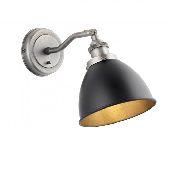 Endon Lighting Endon Lighting Franklin Single Wall Light - Matt Black & Aged Pewter