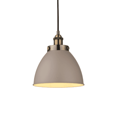 Franklin Small Single Light Pendant - Taupe & Antique Brass Plate