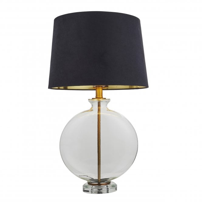 Endon Lighting Endon Lighting Gideon Single Light Table Lamp - Clear Glass & Antique Brass Plate