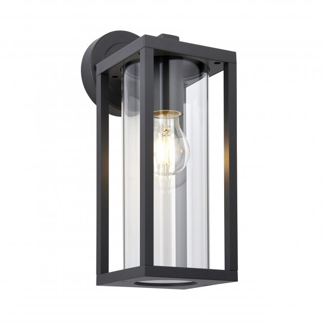 Endon Lighting Endon Lighting Hamden Single Light Wall -  Textured Black & Clear Glass