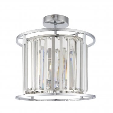 Hamilton 3 Light Semi Flush - Chrome Plate & Clear Crystal Glass