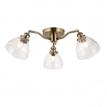 Hansen 3 Light Semi Flush - Antique Brass